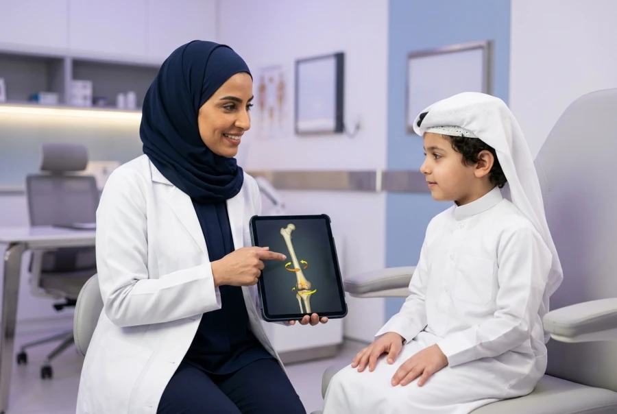 تقييم استقامة مشية طفلك بدقة - فحص قياس انحراف عظام الفخذ والساق (Femoral Anteversion & Tibial Torsion)